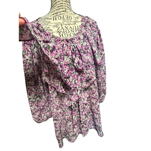 Elle Women’s Plus 3X Ruffle Long Sleeve Floral Whimsical Fairy Cottagecore Boho - Picture 2 of 10